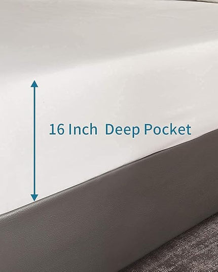Bed Sheet Set - Brushed Microfiber Bedding - Bedding Sheets & Pillowcases - Deep Pockets - Easy Fit - Breathable & Cooling Sheets - 4 Piece Full White Sheets - LeafyLoom