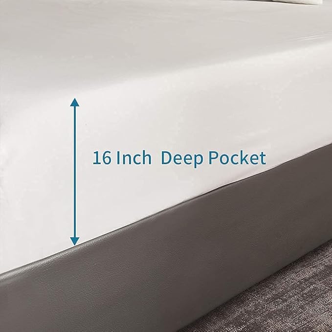 Bed Sheet Set - Brushed Microfiber Bedding - Bedding Sheets & Pillowcases - Deep Pockets - Easy Fit - Breathable & Cooling Sheets - 4 Piece Full White Sheets - LeafyLoom