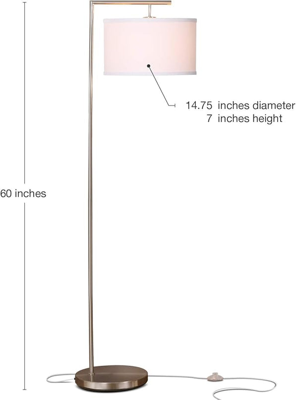 Brightech Montage Modern Floor lamp, LED Floor Lamp for Living Rooms & Offices - Tall Standing Lamp for Bedroom Reading - Corner Pole Lamp for Contemporary Home Decor - Satin Nickel - LeafyLoom
