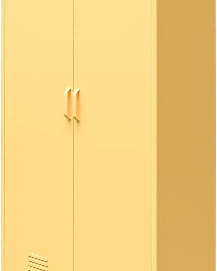 Novogratz Cache Tall 2 Door Metal Locker Cabinet, Yellow - LeafyLoom