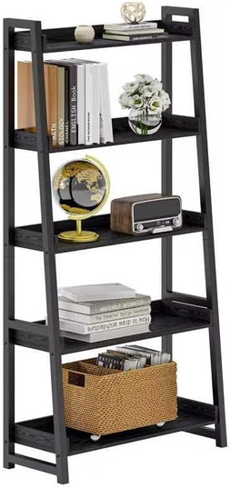 IRONCK Industrial Bookshelf 5-Tier 31.5in Wide, Bookcase Ladder Shelf, Storage Shelves Rack Shelf Unit, Accent Furniture Metal Frame, Home Office Furniture for Bathroom, Living Room - LeafyLoom