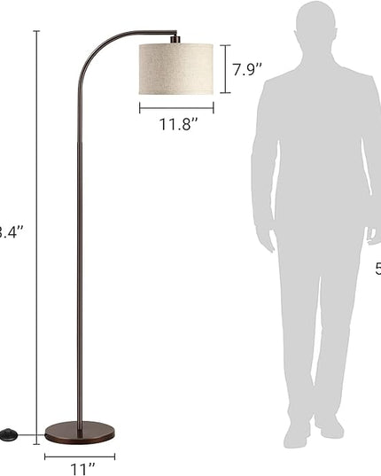 DEWENWILS Modern Arc Floor Lamp, Corner Lamp for Living Room, Minimalist Standing Tall Arched Light with Adjustable Line Lampshade, Bedroom, Home Office, Simple Design Farmhouse Style (Bronze) - LeafyLoom
