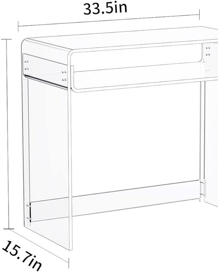 Acrylic Desk Laptop Study Table Home Office Console Table Entrance Table, 33.5'' x 15.7'' x 29.5'' (Clear) - LeafyLoom