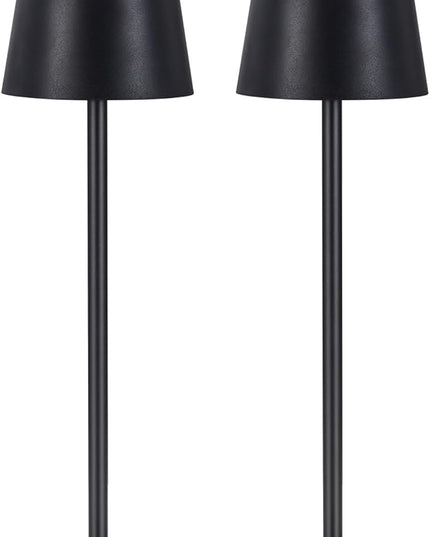 Cordless Table Lamps USB Rechargeable Lamp Simplicity Desk Lamp Built-in 4600 mAh Battery LED Battery Operated lamp with Touch Control Table lamp - Bedroom/Desk/Reading/Patio(2Pcs-Black) - LeafyLoom
