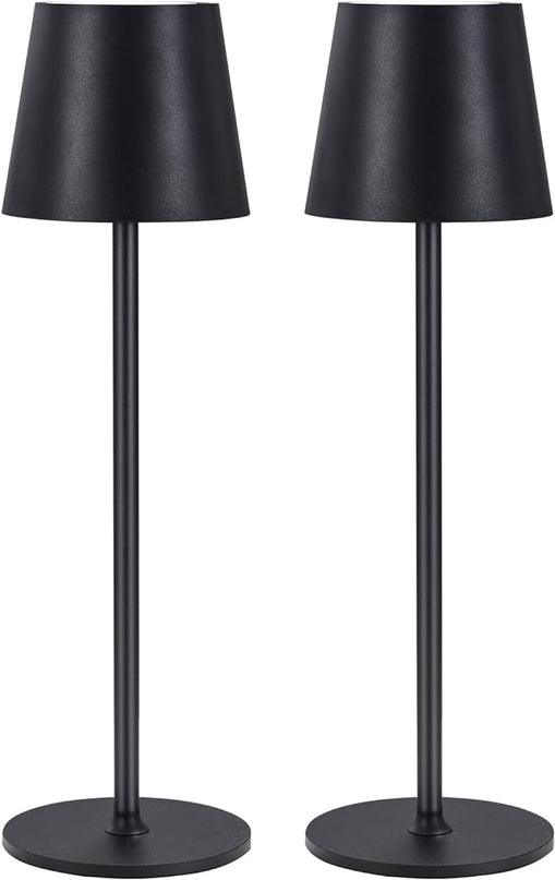Cordless Table Lamps USB Rechargeable Lamp Simplicity Desk Lamp Built-in 4600 mAh Battery LED Battery Operated lamp with Touch Control Table lamp - Bedroom/Desk/Reading/Patio(2Pcs-Black) - LeafyLoom