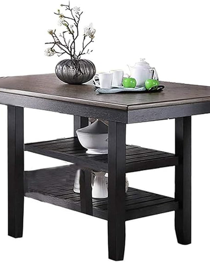 NicBex 64Inch Rectangular Dining Table,Counter Height Kitchen Table with Rubber Wood MDF Tabletop and 2 Storage Shelves for 6 to 8,Large Dining Room Table for Kitchen,Dining Living Room,Coffee - LeafyLoom