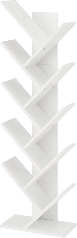 Hoctieon 10 Tier Tree Bookshelf, 10 Shelf Bookcase, Free Standing Tree Bookcase, Display Floor Standing Shelf for Books, Book Shelf Organizer, White - LeafyLoom