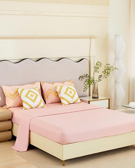 7PCS Rose Gold and Pink Bedding Set,Pink Comforter Set Full Size,Rose Gold Bedding Set Full,Bed in A Bag Full for Teen Girls Women,Bedroom Decoration Full Pink/Rose Gold - LeafyLoom