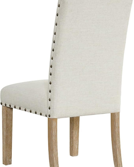 HomePop Classic Parsons Dining Chairs, Set of 2, Vanilla Cream Textured Woven (Set of 2) - LeafyLoom