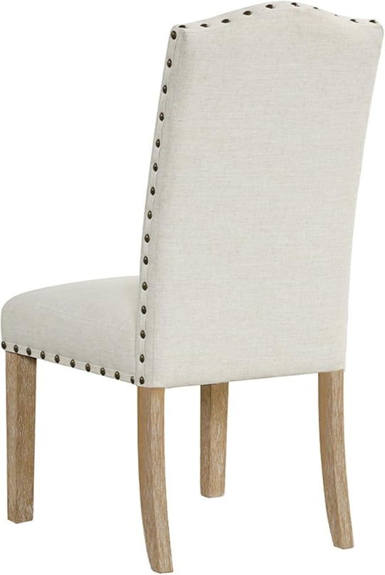 HomePop Classic Parsons Dining Chairs, Set of 2, Vanilla Cream Textured Woven (Set of 2) - LeafyLoom