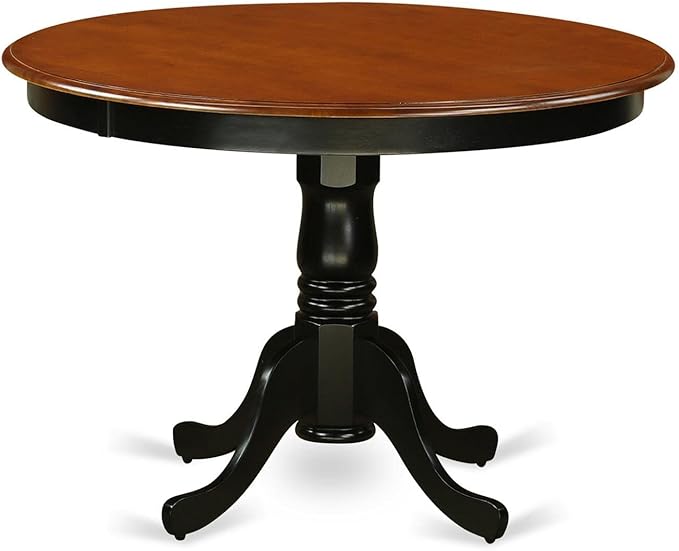 East West Furniture HLKE5-BCH-W 5 Piece Dining Room Table Set Includes a Round Kitchen Table with Pedestal and 4 Dining Chairs, 42x42 Inch, Black & Cherry - LeafyLoom