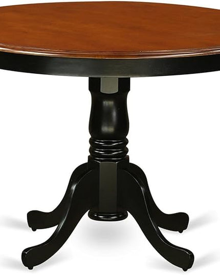 East West Furniture HLNO3-BCH-W 3 Piece Kitchen Table & Chairs Set Contains a Round Dining Room Table with Pedestal and 2 Dining Chairs, 42x42 Inch, Black & Cherry - LeafyLoom