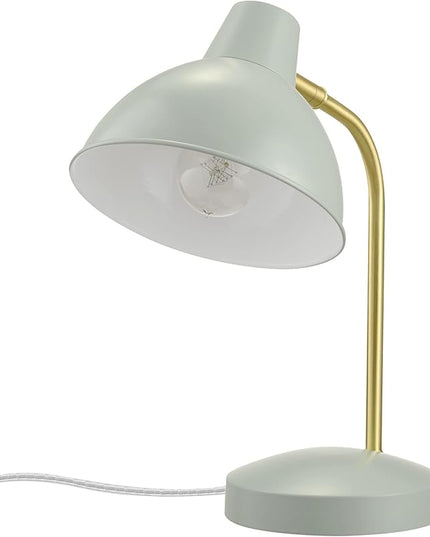 Globe Electric 30289 15" Desk Lamp, Matte Sage Green, Matte Gold Arm, Pivoting Shade, in-Line On/Off Rocker Switch, Home Décor, Lamp for Bedroom, Home Office Accessories, Desk Lamps for Home Office - LeafyLoom