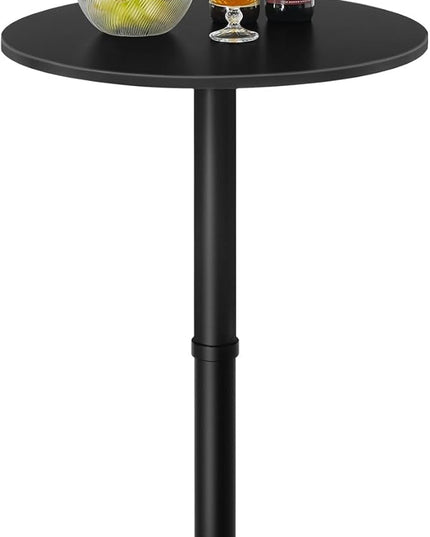 HOOBRO Round Bar Table, 35" Tall Pub Table, Cocktail Table with Base, Stable Counter Table with Non-Slip Base for Narrow Space, Bar Height Table for Kitchen, Easy to Assemble, Black BB57BT01 - LeafyLoom
