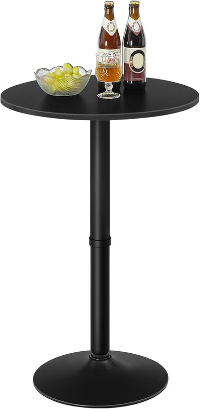 HOOBRO Round Bar Table, 35" Tall Pub Table, Cocktail Table with Base, Stable Counter Table with Non-Slip Base for Narrow Space, Bar Height Table for Kitchen, Easy to Assemble, Black BB57BT01 - LeafyLoom
