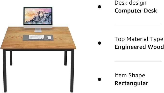 DlandHome 39 inches Small Computer Desk for Home Office Activity Table Writing Table for Small Spaces Study Table Student Laptop Desk Teak and Black DND-AC3BB-100 - LeafyLoom