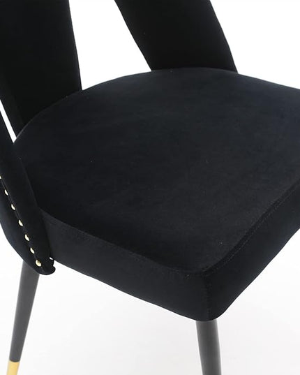NicBex Dining Chairs Set of 2 Velvet Upholstered Kitchen Dining Chairs with Nailhead Trim for Dining Room-Black - LeafyLoom