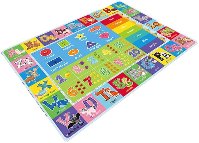 ABC Carpet,Kids Carpet for Playroom, Classroom Floor Play Mat for Kids,Preschool Rugs wtih ABC, Numbers, Animals, Extra Large Thick (59X39.4 Inch) - LeafyLoom