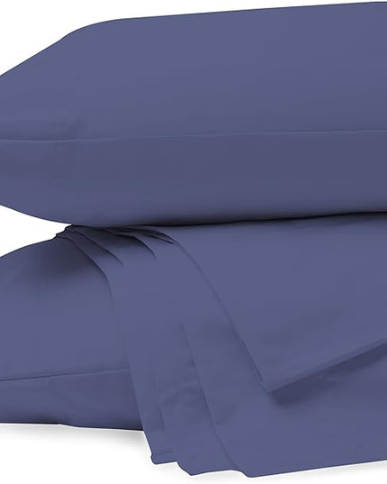 Purity Home Organic 100% Cotton King Size Sheets Set Indigo, Percale Weave King Bedding Set, Crisp, Cooling & Breathable Indigo Bed Sheets King Size, Fits Mattress Upto 16" Deep Pocket - LeafyLoom