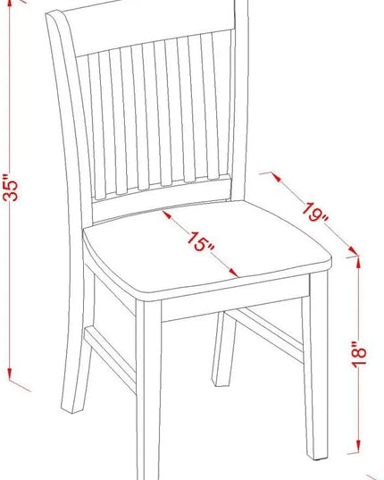 East West Furniture Norfolk Dining Room Slat Back Solid Wood Seat Chairs, Set of 2, Linen White - LeafyLoom