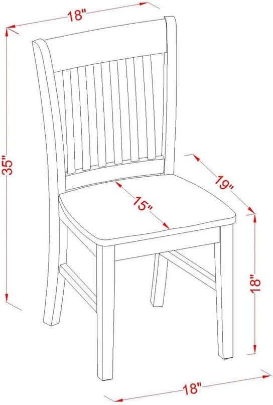 East West Furniture Norfolk Dining Room Slat Back Solid Wood Seat Chairs, Set of 2, Linen White - LeafyLoom