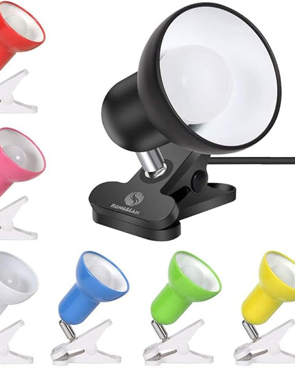 Sun-Rising Clip lamp,360° rotation Clip on Lamp Portable Book Reading Light,Clamp on Desk/Table/Bunk Bed/Cupboard Home Lighting, (Desk lamp,seven colors for your choice) Blue - LeafyLoom