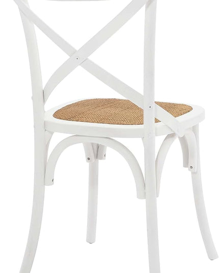 Modway Gear Rustic Modern Farmhouse Elm Wood Rattan Four Dining Chairs in White - LeafyLoom
