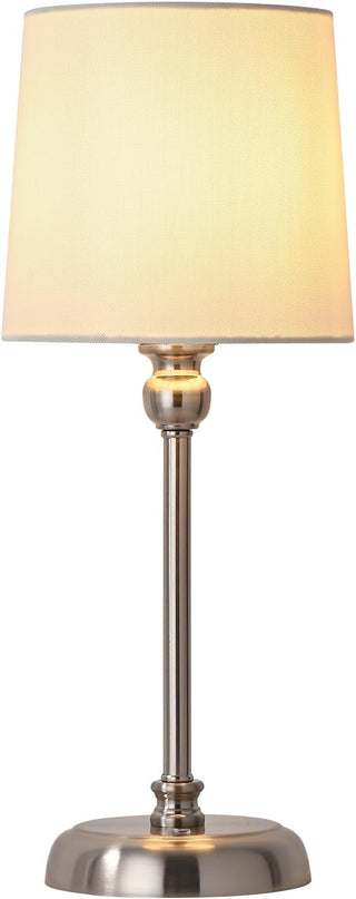 Cordless LED Table Lamp, 6000mAh Rechargeable Bedside Night Lamp for Bedroom, Portable Touch Stepless Dimmable Battery Operated Lamp, Ambient Light for Patio Restaurant(Brushed Nickel H) - LeafyLoom
