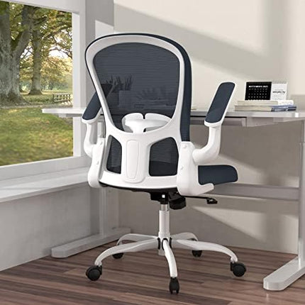 Ergonomic Office Chair, Comfort Swivel Home Office Task Chair, Breathable Mesh Desk Chair, Lumbar Support Computer Chair with Flip-up Arms and Adjustable Height - LeafyLoom