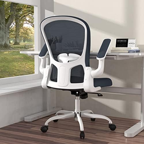 Ergonomic Office Chair, Comfort Swivel Home Office Task Chair, Breathable Mesh Desk Chair, Lumbar Support Computer Chair with Flip-up Arms and Adjustable Height - LeafyLoom