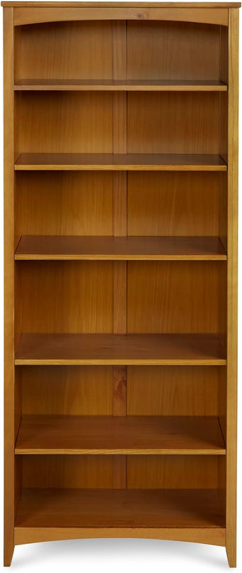 Camaflexi Shaker Style 6 Shelf Bookcase / Solid Wood / 72 inch Tall / Adjustable Shelving / Closed Back / Display Bookshelf for Living Room, Bedroom, Home and Office, Cherry - LeafyLoom