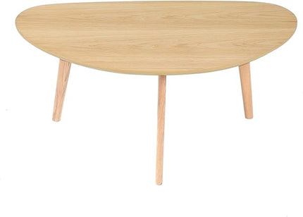 FIRMINANA Small Oval Coffee Table Mid Century Modern for Living Room Center Minimalist Display Coffe Table,Nature Wood,18.9" D x 33.47" W 15.75" H - LeafyLoom