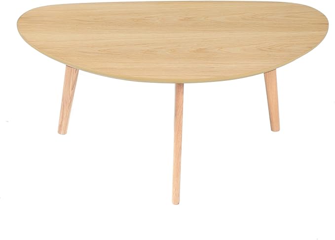 FIRMINANA Small Oval Coffee Table Mid Century Modern for Living Room Center Minimalist Display Coffe Table,Nature Wood,18.9" D x 33.47" W 15.75" H - LeafyLoom