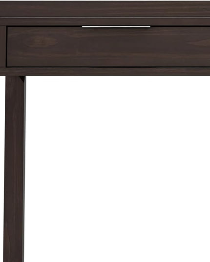 SIMPLIHOME Hollander SOLID WOOD Contemporary Modern Wide Office Desk, Writing, Workstation and Study Table, 72 inch, Warm Walnut Brown - LeafyLoom