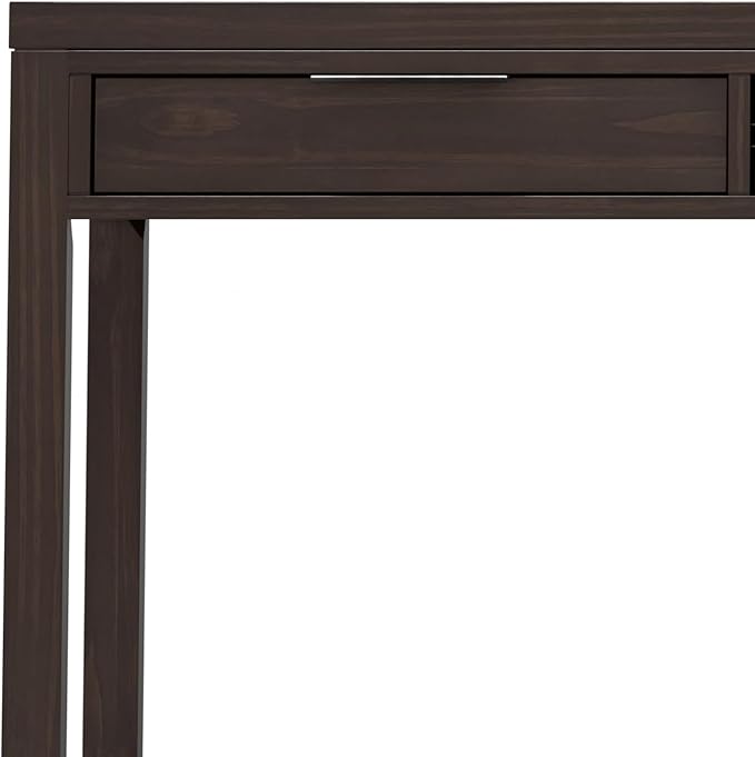 SIMPLIHOME Hollander SOLID WOOD Contemporary Modern Wide Office Desk, Writing, Workstation and Study Table, 72 inch, Warm Walnut Brown - LeafyLoom