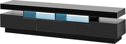 NicBex TV Stand for 75 Inch TV LED Gaming Entertainment Center Media Storage Console Table with 4 Open Shelves and 16-Color RGB LED Color Changing Light for Living Room,Bedroom,67 Inch,Black - LeafyLoom