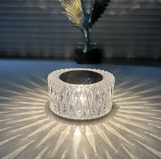 Portable Crystal LED Table Lamp, 3-Levels Brightness Desk Lamp, 3 Color Touch Control Rechargeable Lamp, Night Light, Bedside Lamp,Dining Room Lamp (3 Color) - LeafyLoom