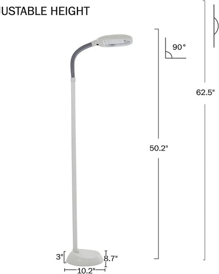 Floor Lamp - Full Spectrum Natural Sunlight Lamp with Bendable Neck - Reading, Craft, Studying, and Esthetician Light by Bedford Home (Beige) - LeafyLoom