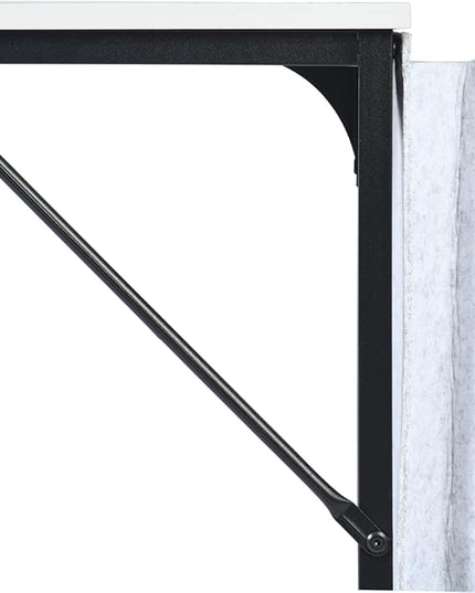 FurnitureR 39.4 inch Study Writing Table with Storage Bag Space Saving for Home Office, Modern PC Metal Frame Computer Desk, Black/White - LeafyLoom