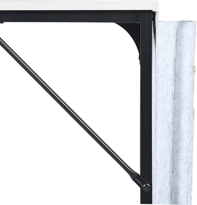 FurnitureR 39.4 inch Study Writing Table with Storage Bag Space Saving for Home Office, Modern PC Metal Frame Computer Desk, Black/White - LeafyLoom