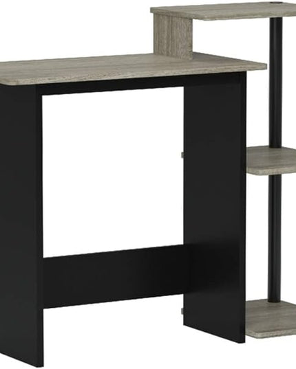 Furinno Efficient Home Laptop Notebook Computer Desk with Square Shelves, French Oak Grey/Black - LeafyLoom