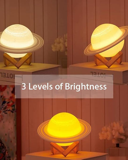Saturn Lamp LED 3D PrintDecor Lamp Galaxy Planet Lampwith Stand/Remote Control/Touch/USB Rechargeable (6.3inch 3 Colors),Valentines Day Gifts,Birthday Gifts - LeafyLoom
