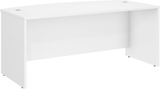 Bush Business Furniture Studio C Bow Front Desk, Computer Table for Home or Professional Office, 72W x 36D, White - LeafyLoom