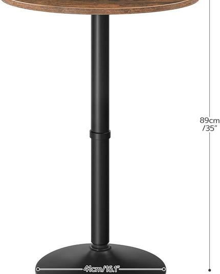HOOBRO Round Bar Table, 35" Tall Pub Table, Cocktail Table with Base, Stable Counter Table with Non-Slip Base for Narrow Space, Bar Height Table for Kitchen, Easy to Assemble, Rustic Brown BF57BT01 - LeafyLoom