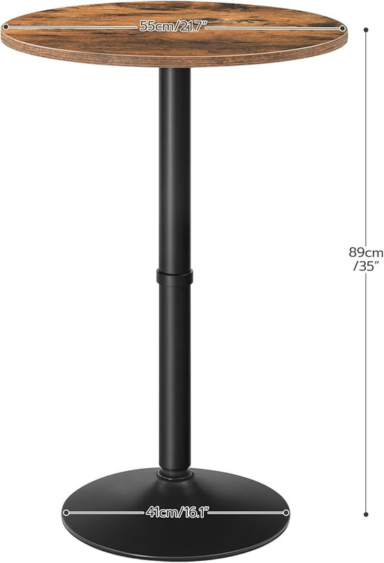 HOOBRO Round Bar Table, 35" Tall Pub Table, Cocktail Table with Base, Stable Counter Table with Non-Slip Base for Narrow Space, Bar Height Table for Kitchen, Easy to Assemble, Rustic Brown BF57BT01 - LeafyLoom