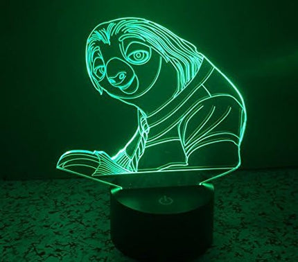 Birthday Gift Sloth Lamp - 3D Optical Illusion 2 Functions multi colors USB Charging or AA Battery - Acrylic Panel Funny Sloth Flash Light Gifts for Kids BF GF Son & Daughter - LeafyLoom