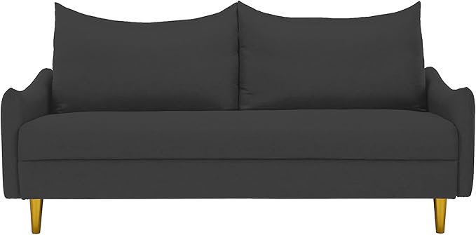 Modern Polyester Upholstered Sofa Loveseat Couch for Home Apartment Office Small Space Living Room, 66.9", Dark Gray-605 - LeafyLoom