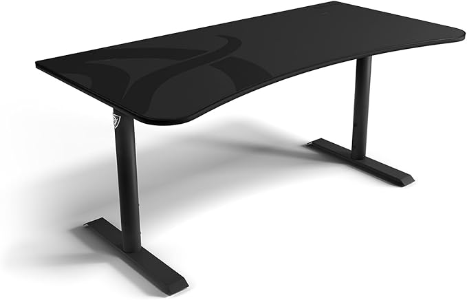 Arozzi Arena Ultrawide Curved Gaming and Office Desk with Full Surface Water Resistant Desk Mat with 3 Custom Monitor Mount Cut Outs and Under The Desk Cable Management Netting - Gunmetal - LeafyLoom