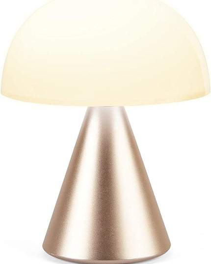 Lexon Mina L Mushroom Lamp - 9 LED Color Table Lamp for Bedrooms, Living Room & Office - Cordless, Rechargeable with 24h Light & Dimmer, Aluminum, Large - Soft Gold - LeafyLoom