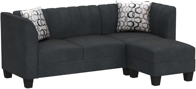 Shintenchi Upgraded Convertible Sectional Sofa Couch, 3 Seat L Shaped Sofa with High Armrest Linen Fabric Small Couch Mid Century for Living Room, Apartment and Office (Dark Grey) - LeafyLoom